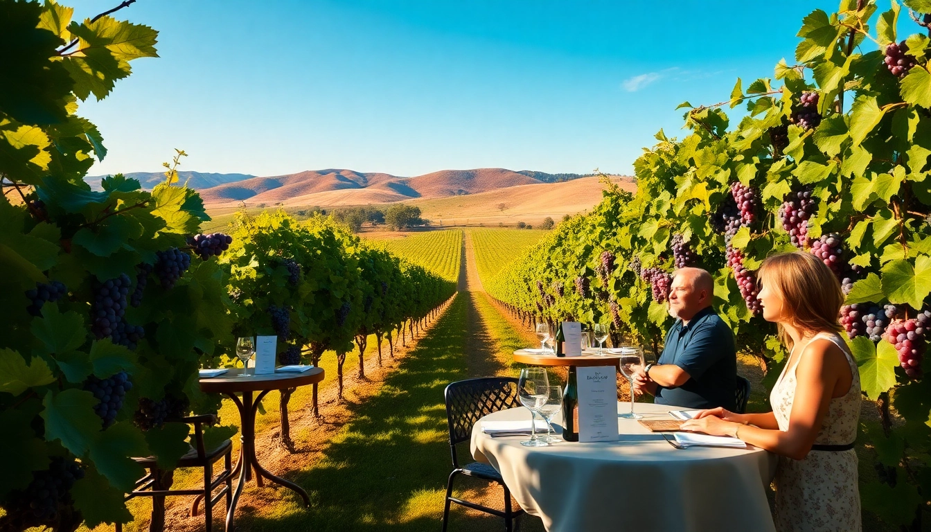 Experience Winery Membership with an elegant vineyard tasting scene amid vibrant grapevines.